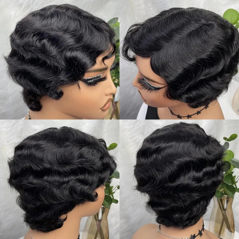 OYM HAIR Short Pixie Cut Wig back view shows seamless blending and lightweight cap.