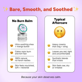 No Burn Balm post-shave routine promotes soft, hydrated skin.