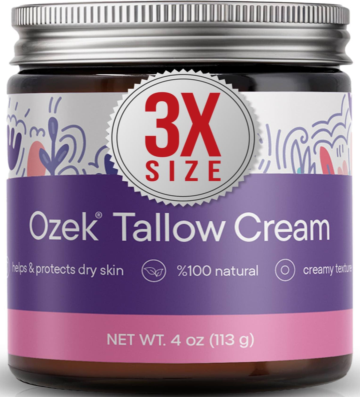 Ozek beef tallow whipped balm on a clean surface shows creamy hydration.