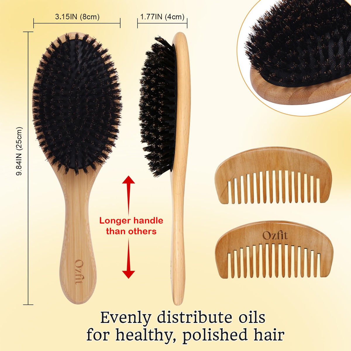 OZFIT Natural Bamboo Hair Brush with sustainable design and smooth grip for all hair types