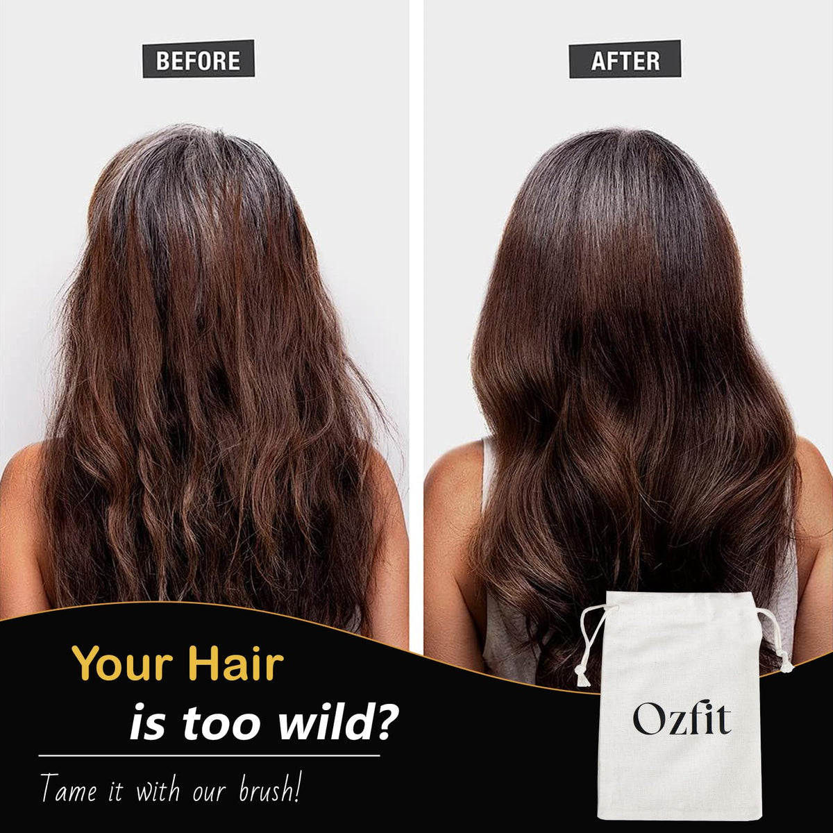 OZFIT Soft Bristle Hair Brush for delicate hair and reduced frizz
