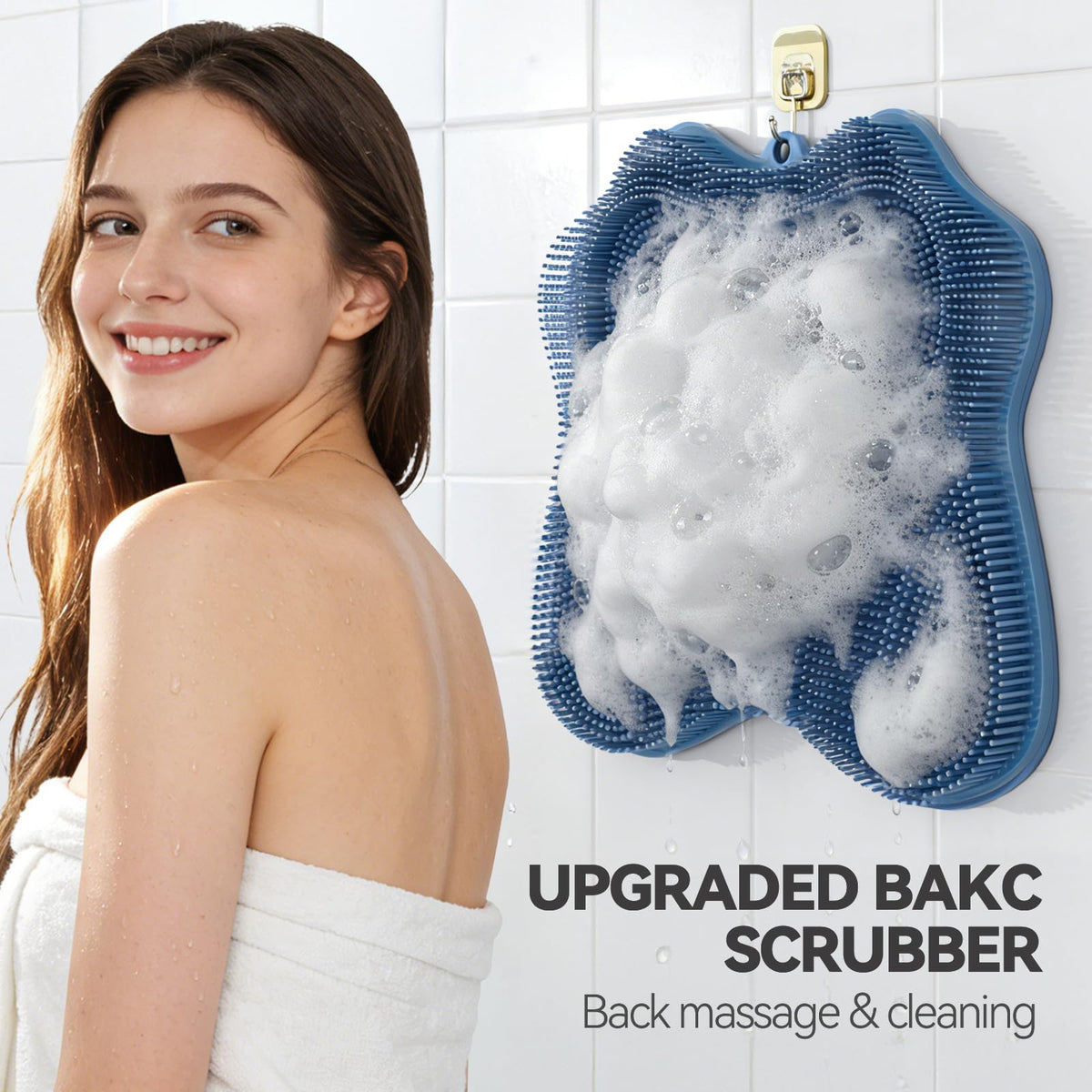 Ozner wall-mount scrubber stays secure with strong suction cups.