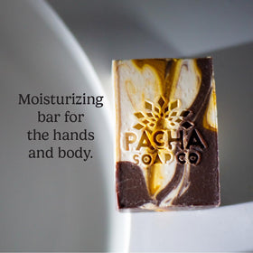 Pacha Soap Co Almond Goat Milk Bar Soap sink view for daily cleansing routine