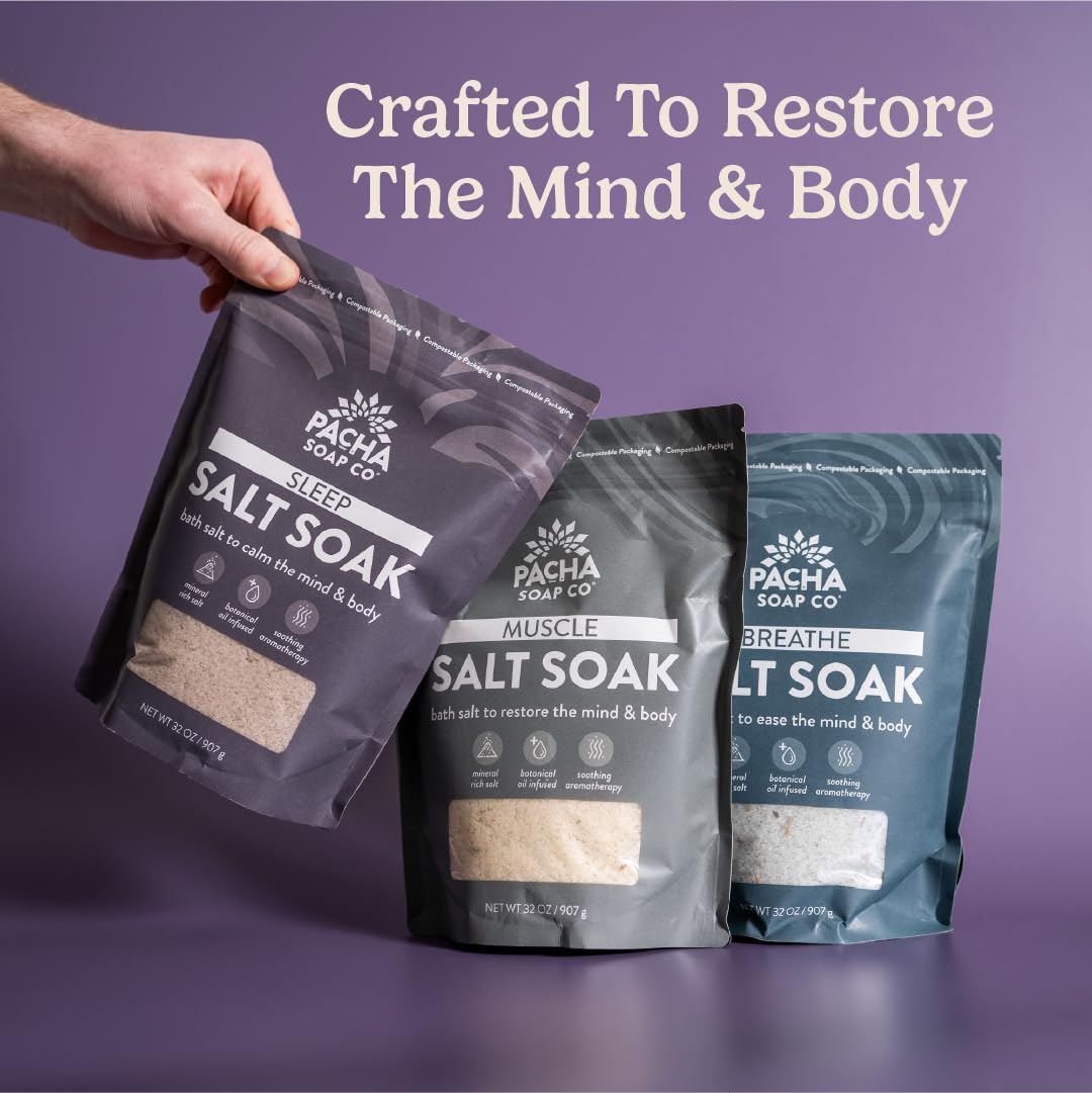 Pacha Soap Co relaxation and recovery with mineral-rich Epsom salt.