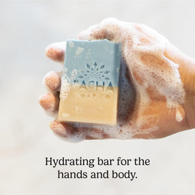 Pacha Soap Co Sand & Sea 3-pack on display for home spa routine
