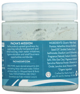 Eco-friendly packaging for Pacha Soap Co Sea Mud Whipped Soap Scrub.