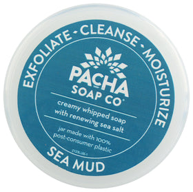 Visible sea mud particles hint at mineral-rich cleansing from Pacha Soap Co.
