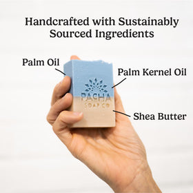 Pacha Soap Co Volcanic ash exfoliation texture for a scrubby feel