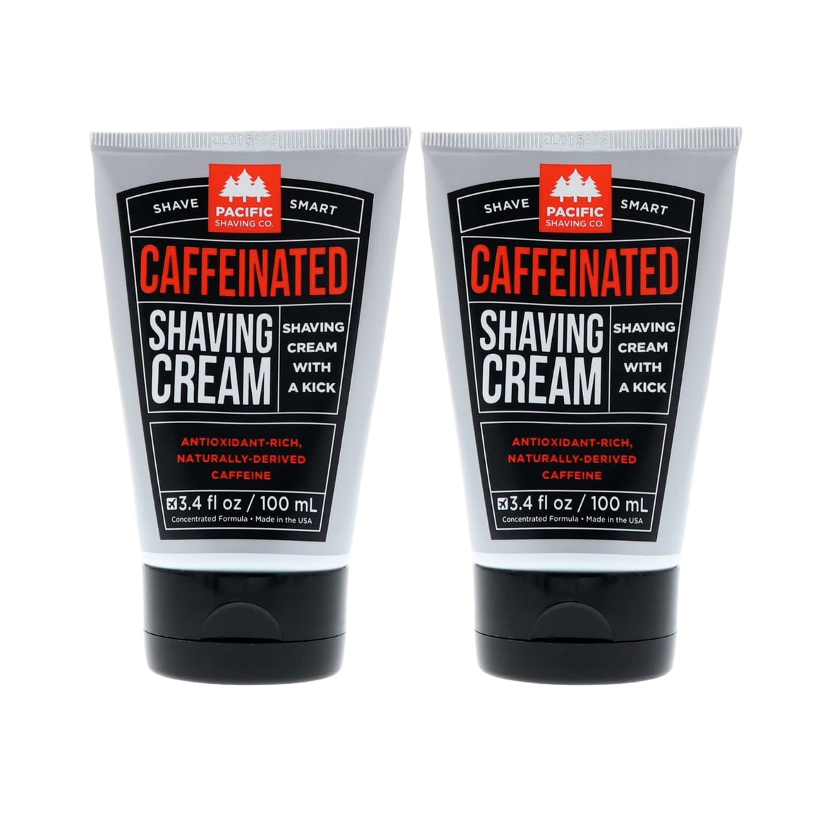 Pacific Shaving caffeinated shaving cream bottle delivers energizing shave
