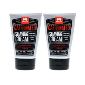 Pacific Shaving caffeinated shaving cream bottle delivers energizing shave