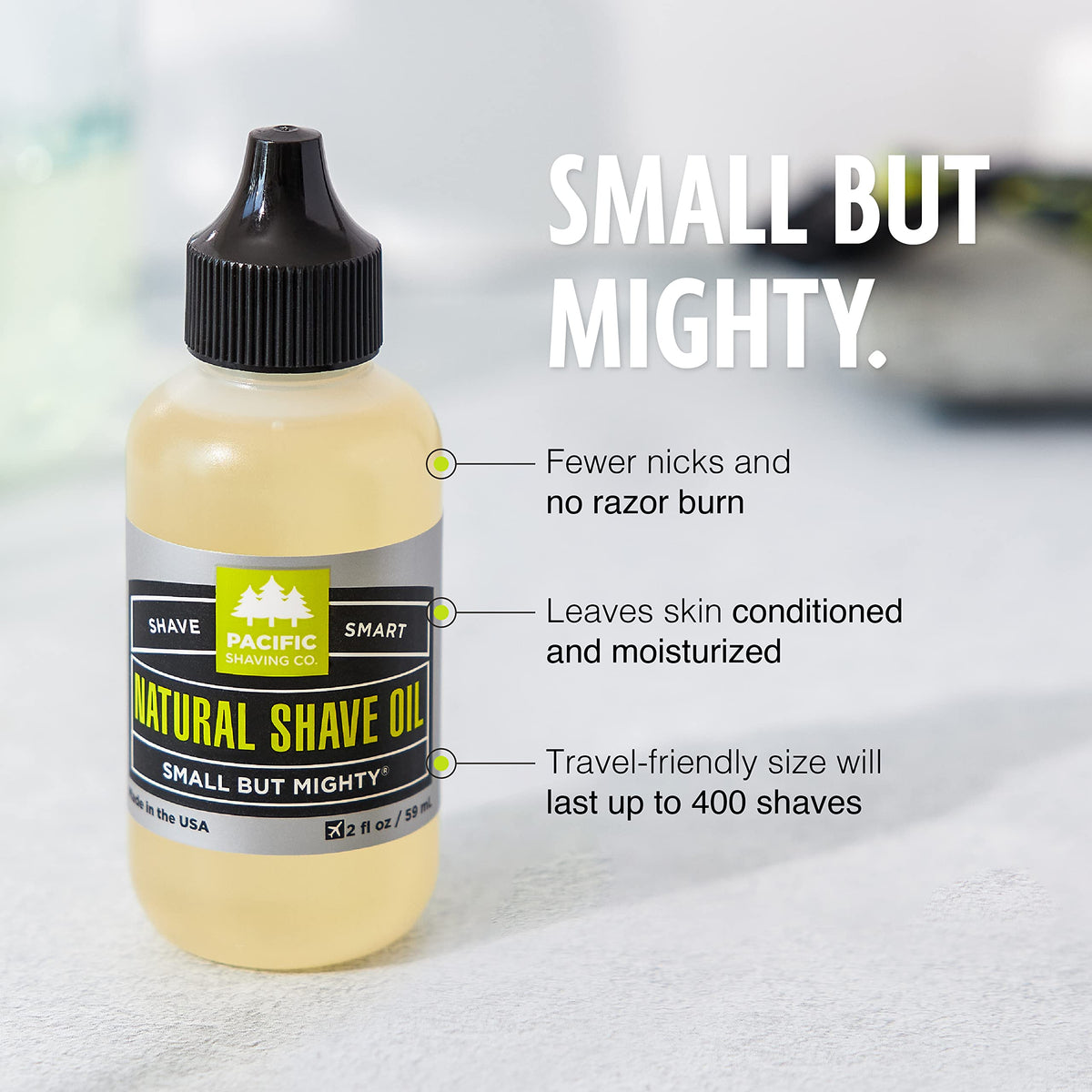 Pacific Shaving Company avocado oil application on the face for smoother prep.