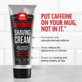 Pacific Shaving Co caffeinated shaving cream spearmint container offers refreshing, cooling lather.