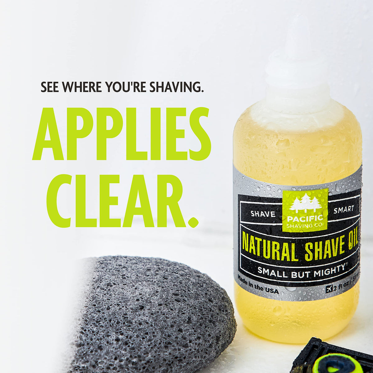 Pacific Shaving Company vitamin E oil applied to skin for conditioning feel.