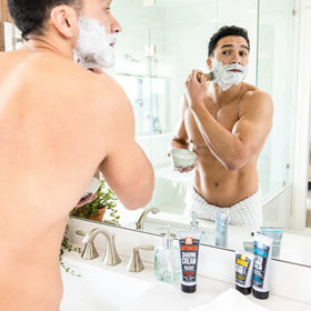 Cream with aloe and shea from Pacific Shaving Company for smooth protection.