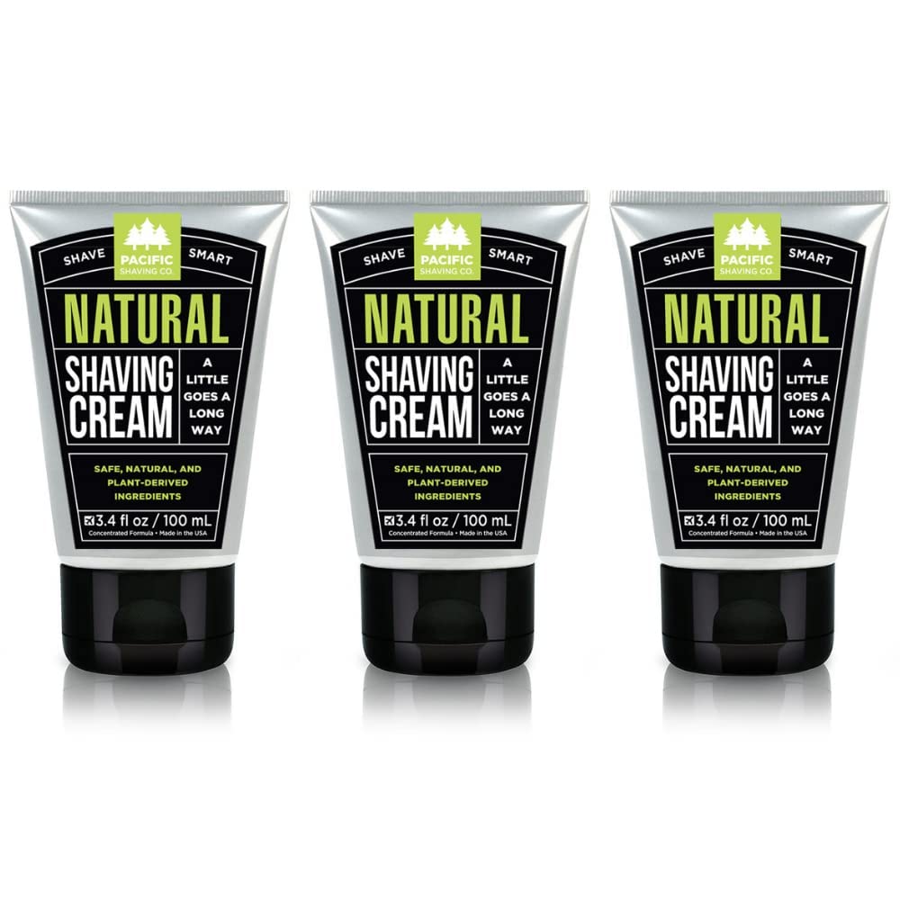 Pacific Shaving Company natural shaving cream with shea butter – hydrates sensitive skin during a shave.