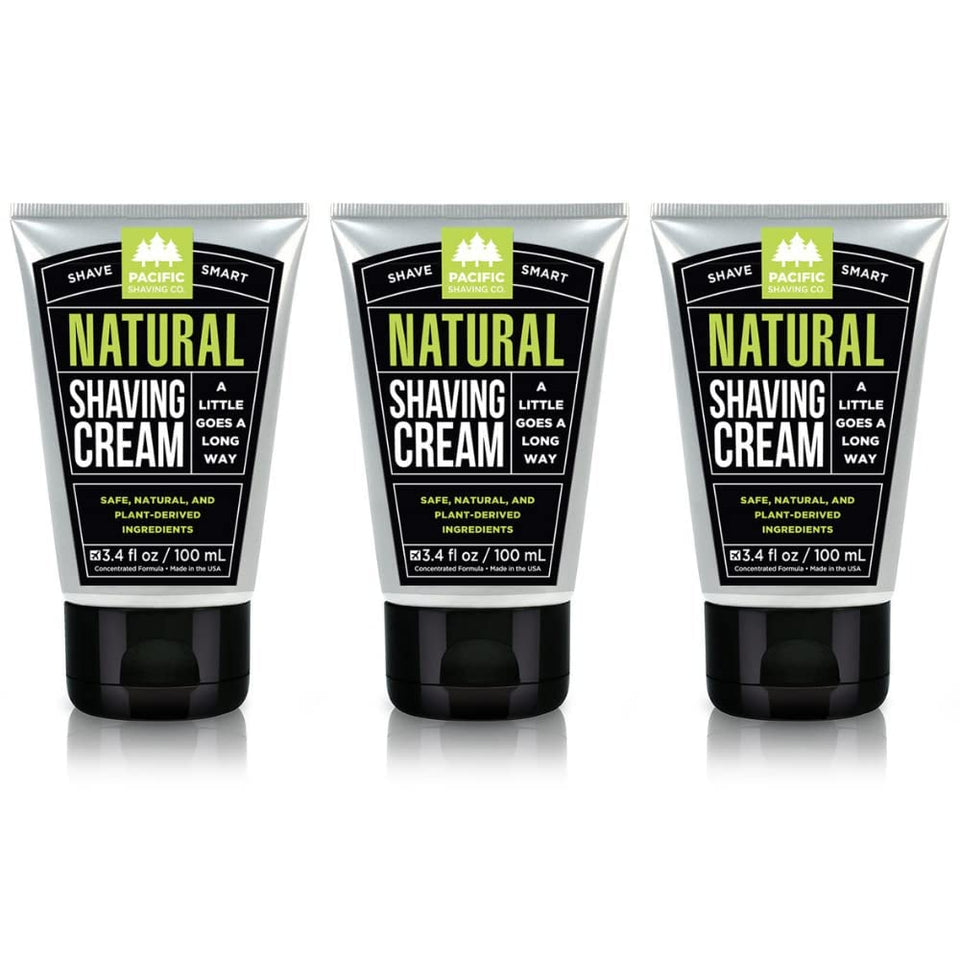 Pacific Shaving Company natural shaving cream with shea butter – hydrates sensitive skin during a shave.