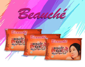 Beauche Beauty Bar 90g pack of three on display for convenient multi-use body care