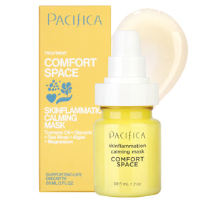 Pacifica Comfort Space Mask bottle highlights calming formula for sensitive skin.