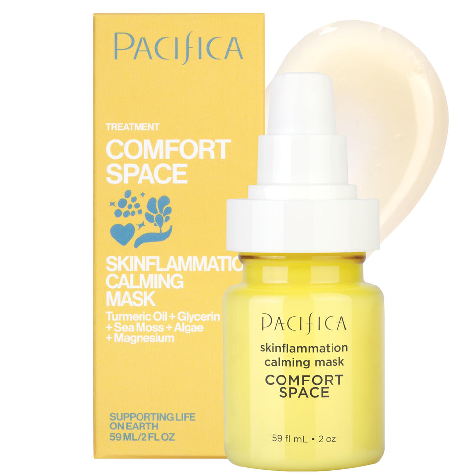 Pacifica Comfort Space Mask bottle highlights calming formula for sensitive skin.