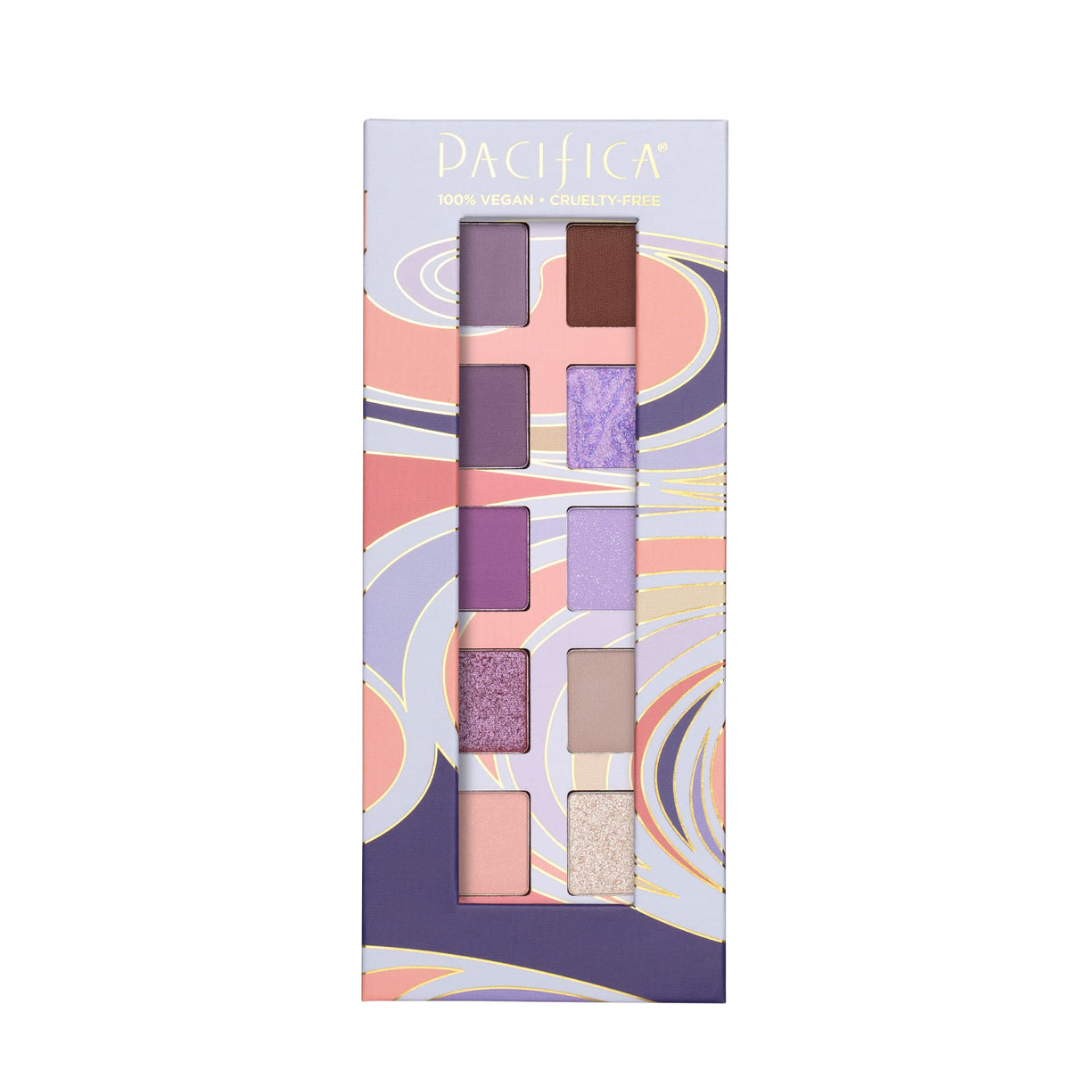 Pacifica Purple Nudes swatches on arm reveal rich mauves and plums.
