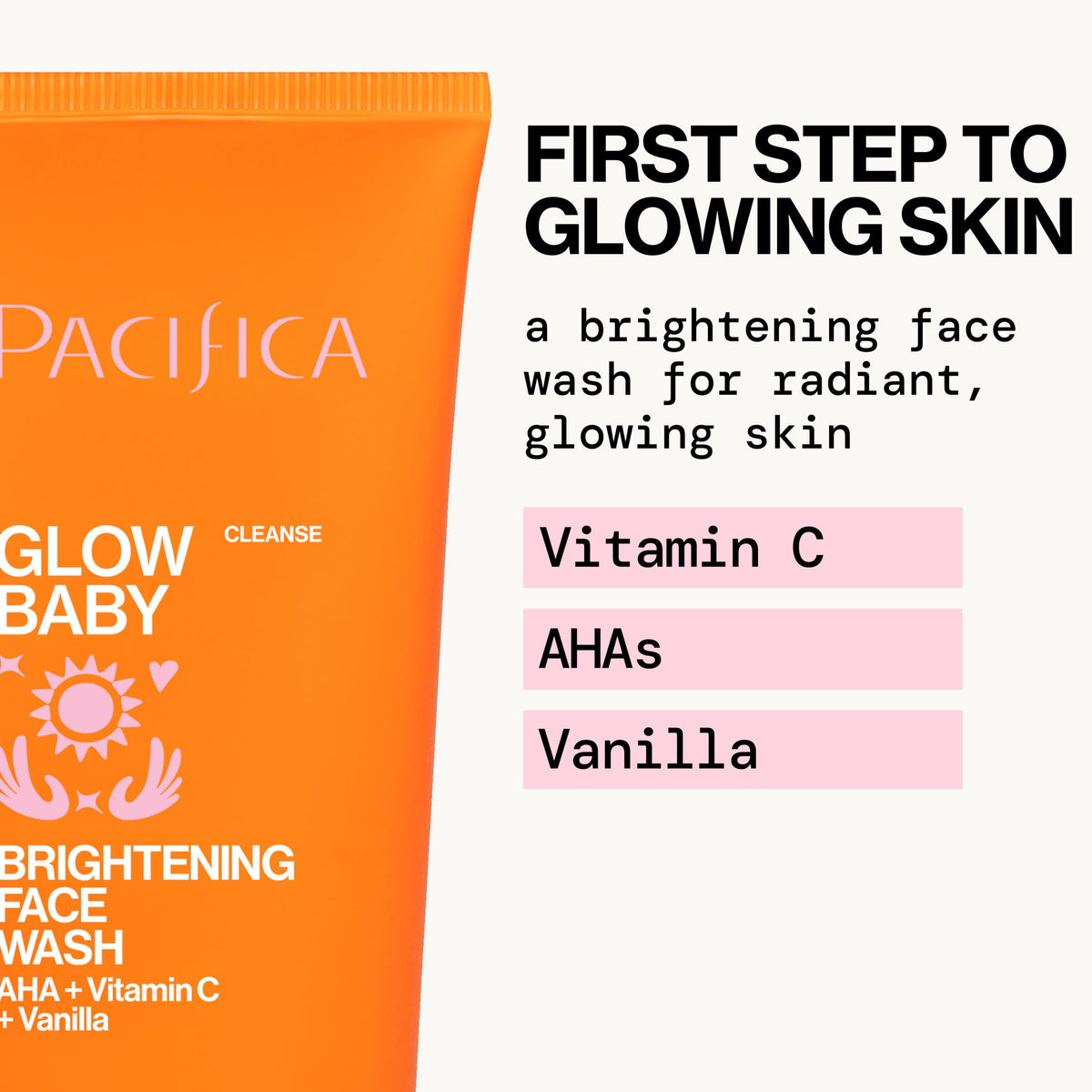 Pacifica Glow Baby Face Wash foam close-up showing gentle exfoliation.