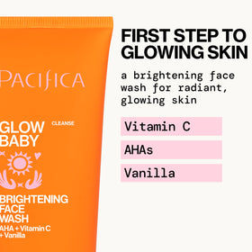 Pacifica Glow Baby Face Wash foam close-up showing gentle exfoliation.