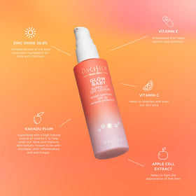 Pacifica Glow Baby SPF 30 lotion being applied for a quick glide and natural tint.
