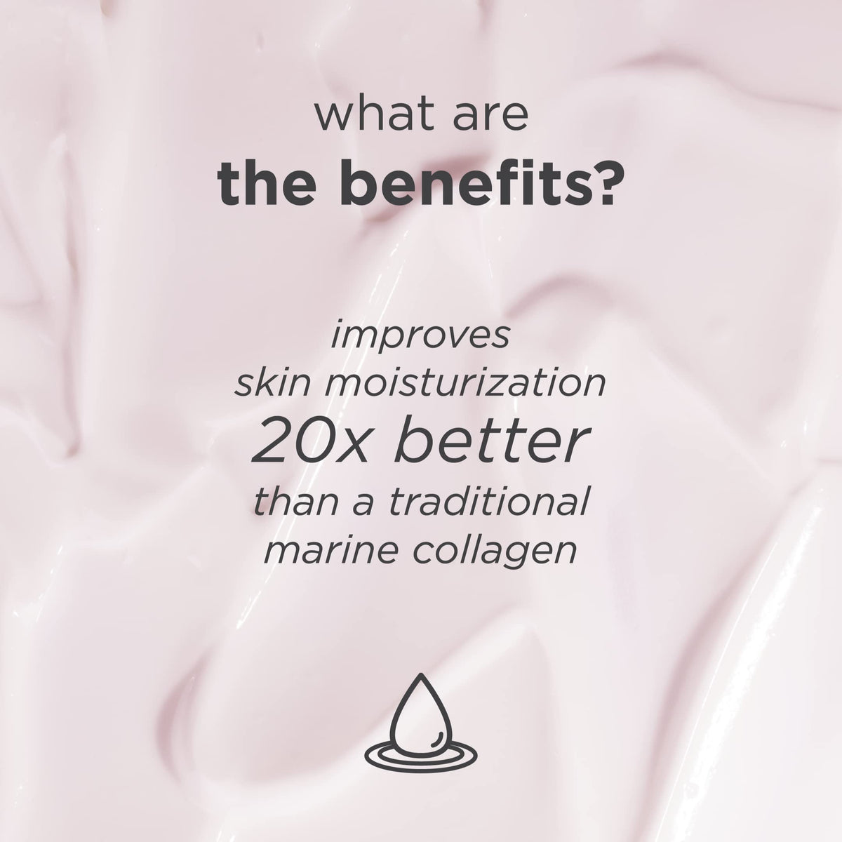 Hyaluronic acid imagery suggesting lasting hydration and plump skin for a dewy finish.