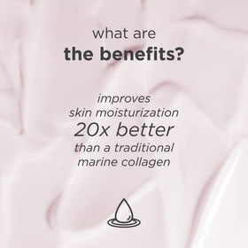 Hyaluronic acid imagery suggesting lasting hydration and plump skin for a dewy finish.