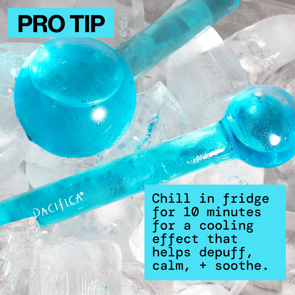 Pacifica Ice Roller cryo massage soothing tired skin after workout.