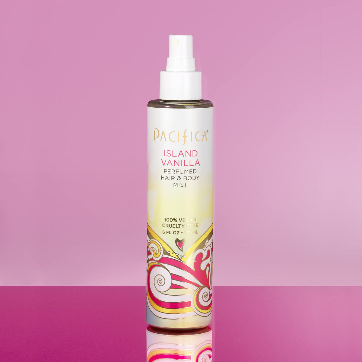 Pacifica Island Vanilla body mist refreshes skin with a sweet, gentle scent