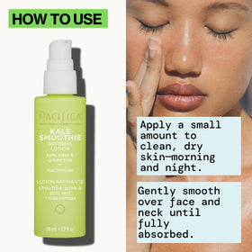 Pacifica Kale Smoothie Face Lotion application gesture suggests smooth, even coverage.