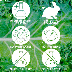 Pacifica Kale Smoothie Face Lotion label front highlights vegan, cruelty-free formulation.