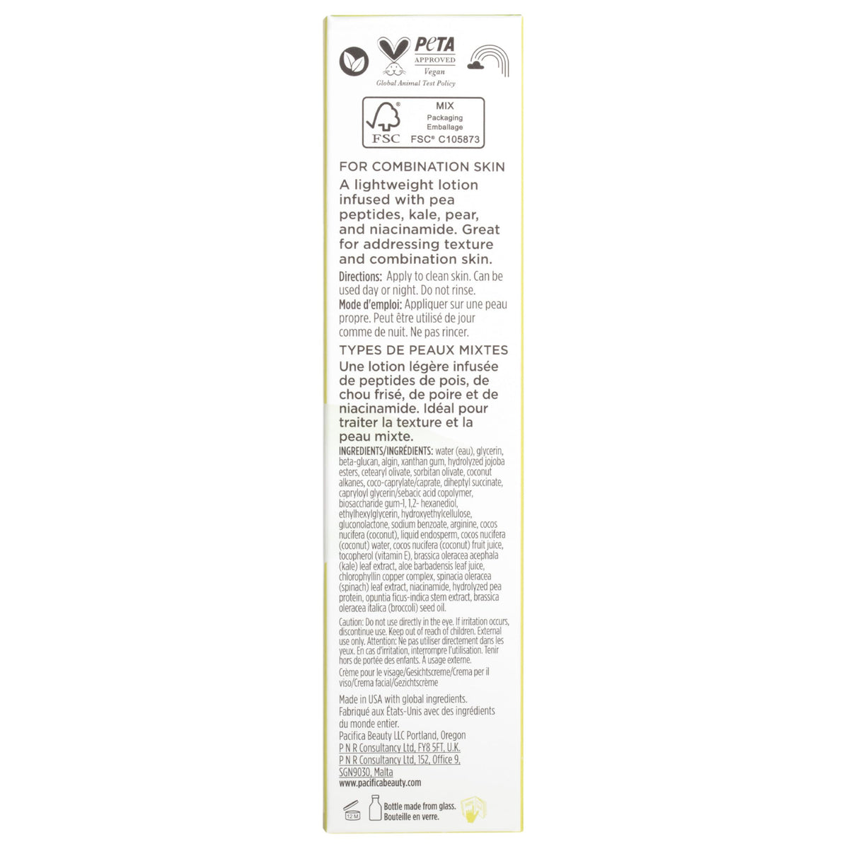 Pacifica Kale Smoothie Face Lotion packaging emphasizes the 1.7 fl oz size.