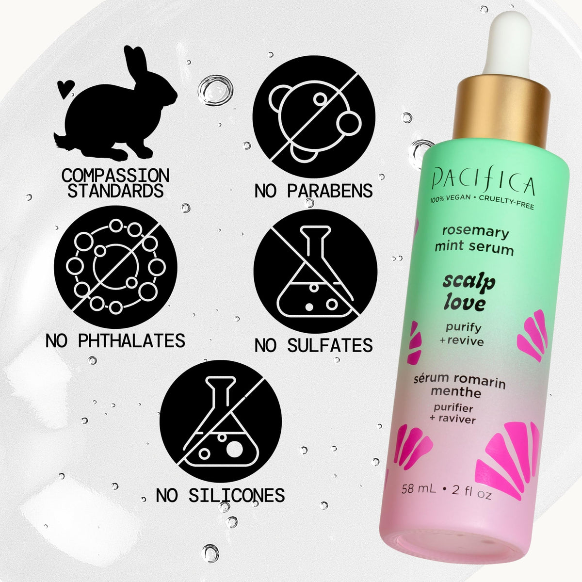 Pacifica packaging for rosemary mint set emphasizing vegan cruelty-free care