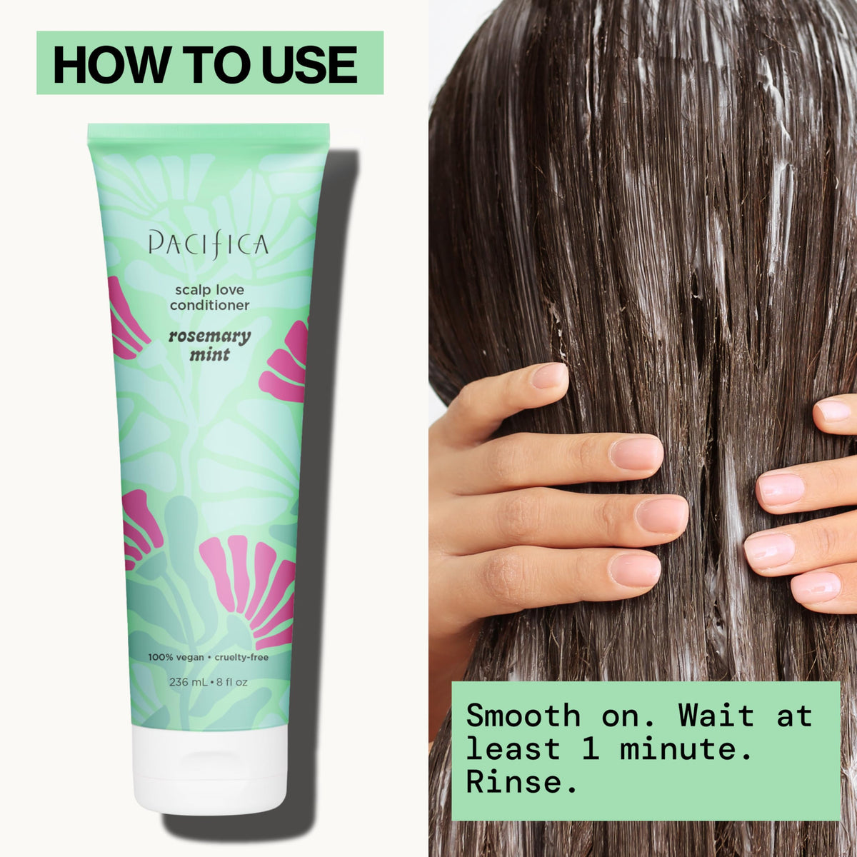 Pacifica Rosemary Mint hair after-use look with clean, balanced scalp.