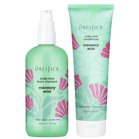 Pacifica Rosemary Mint Scalp Care Shampoo bottle promotes balanced, soothed scalp.