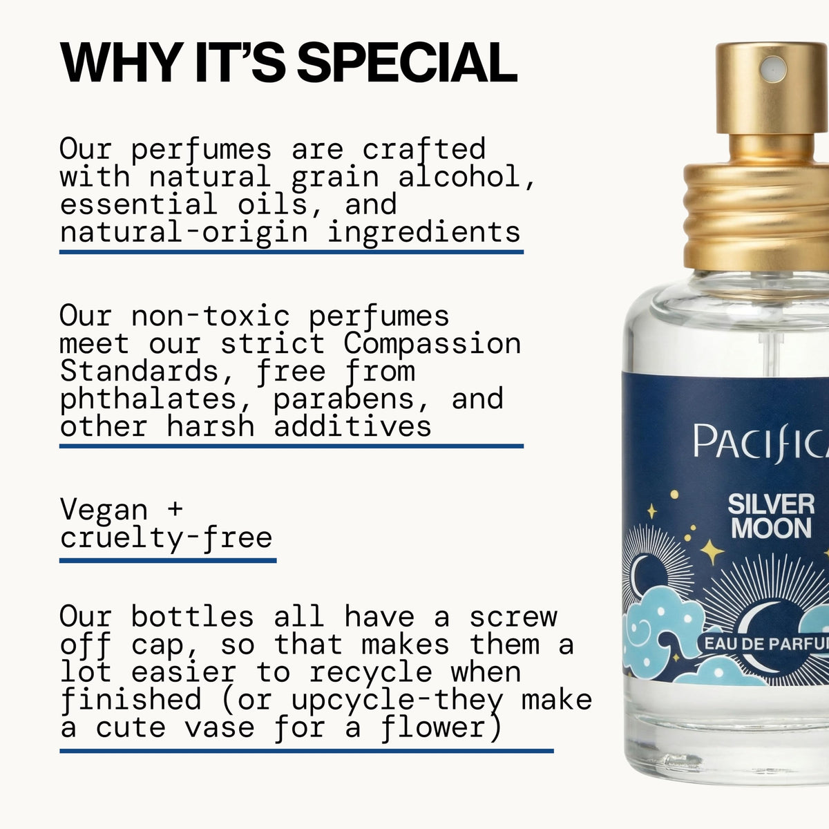 Pacifica Silver Moon spritz on the wrist for all-day subtle aroma