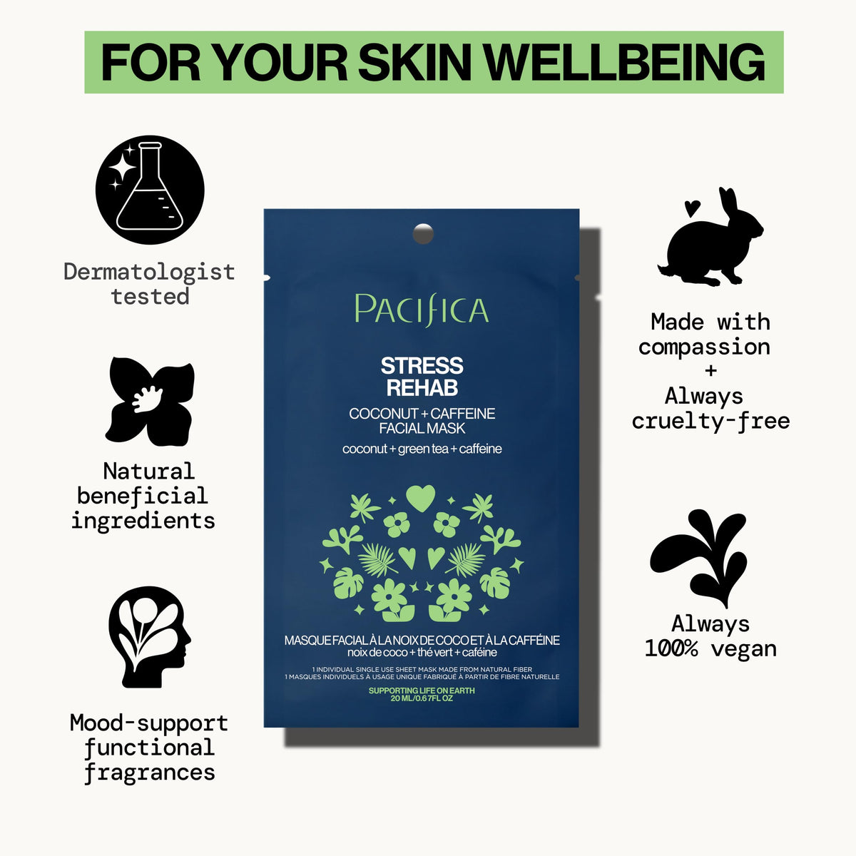 Pacifica Skin Rehab coconut green tea turmeric ingredients highlight soothing botanicals.