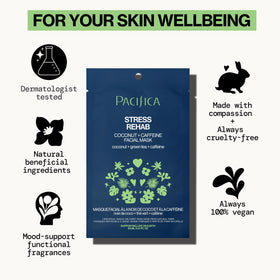 Pacifica Skin Rehab coconut green tea turmeric ingredients highlight soothing botanicals.
