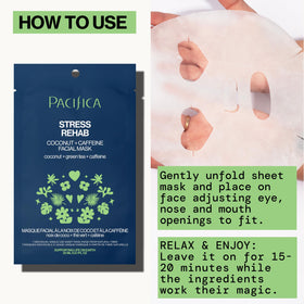 Pacifica Skin Rehab sheet mask close-up highlighting natural fiber for quick hydration.