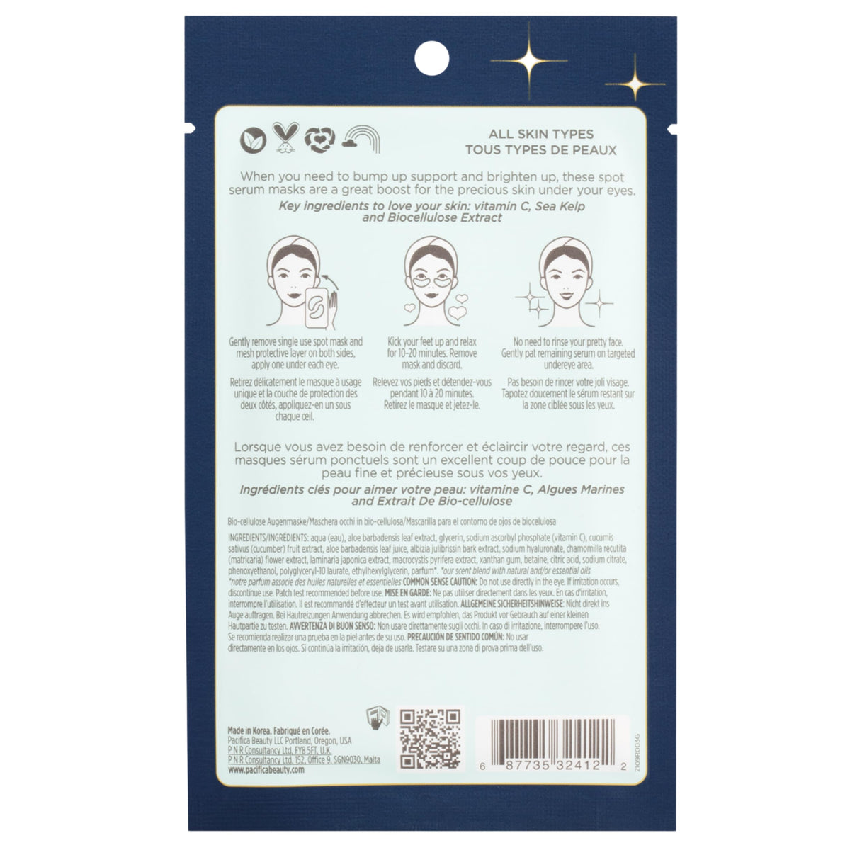 Pacifica travel-ready eye mask in compact wrap, ideal for trips.