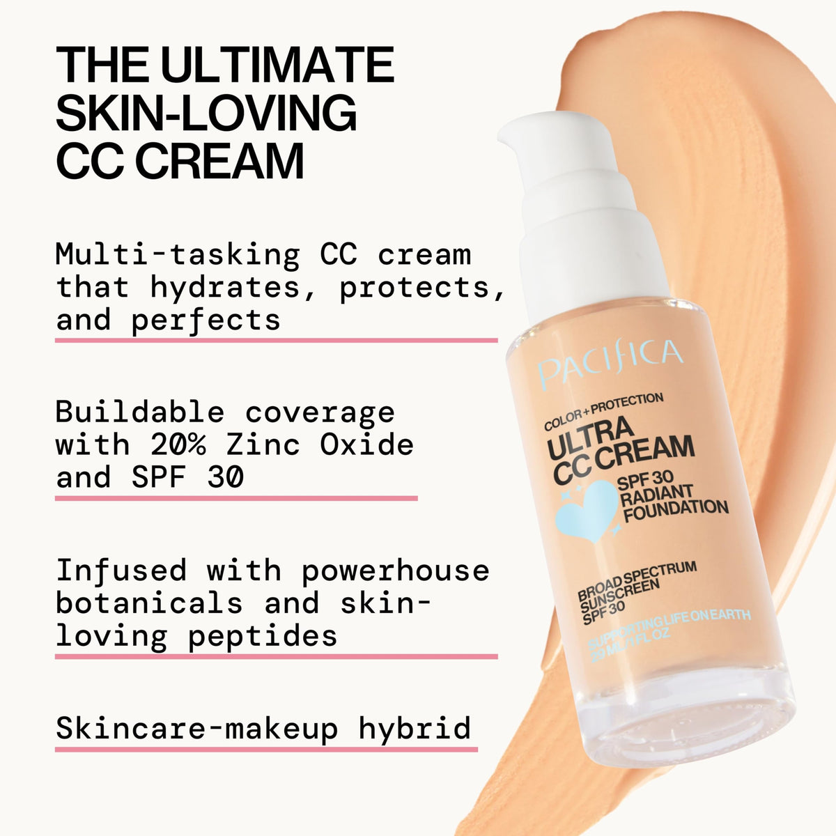 Pacifica Ultra CC Cream hydration-serum-like formula keeps skin plump and comfortable