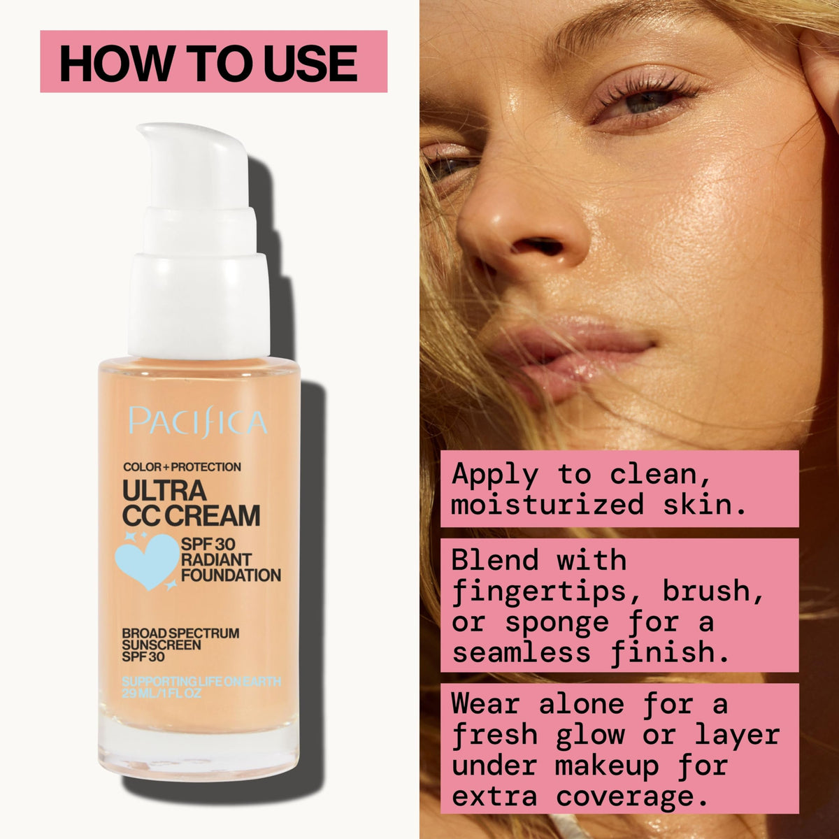 Pacifica Ultra CC Cream Mineral SPF conveys reef-safe protection with mineral filters