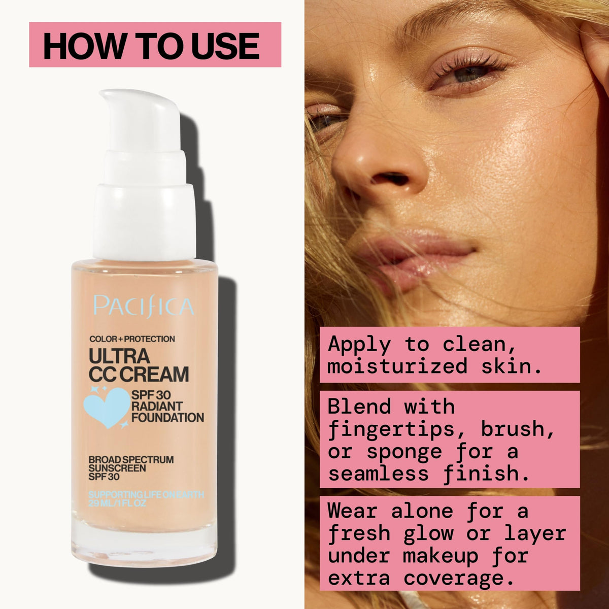 Pacifica Ultra CC Cream vegan cruelty-free label on packaging.