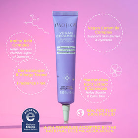Pacifica Vegan Ceramide Eye Cream texture closeup, lightweight and fast-absorbing.