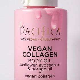After-application glow from Pacifica Vegan Collagen Body Oil on skin