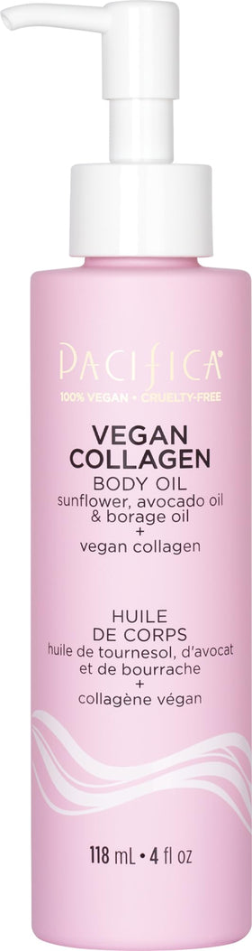 Pacifica Vegan Collagen Body Oil bottle offers lightweight hydration