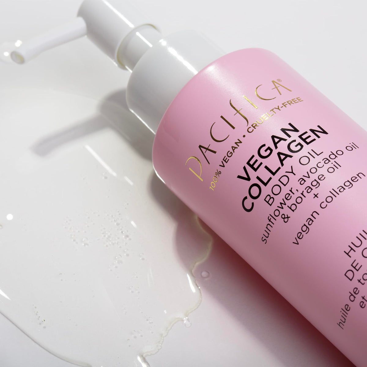 Using Pacifica Vegan Collagen Body Oil in a soothing massage routine