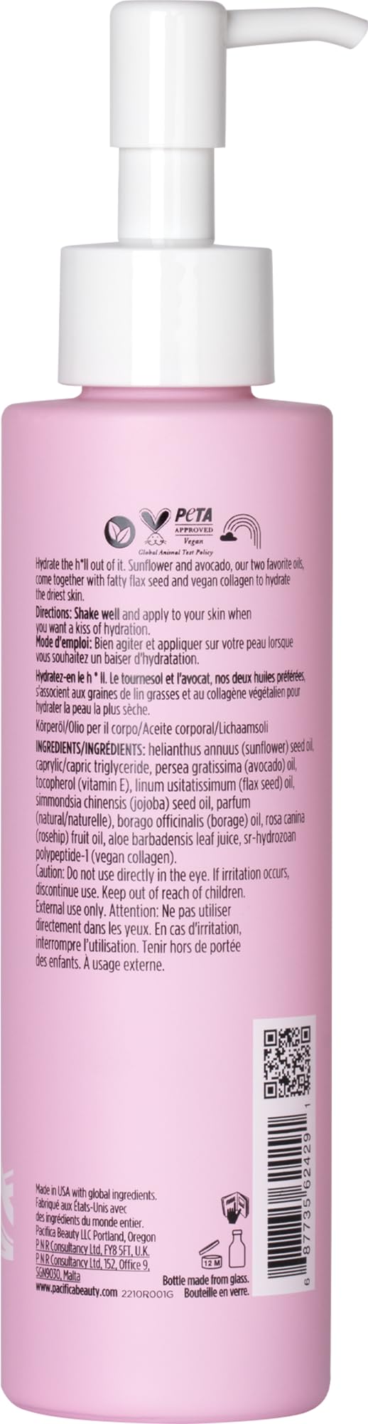 Texture of Pacifica Vegan Collagen Body Oil absorbing quickly on skin